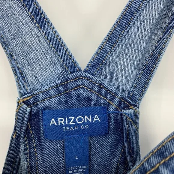Arizona Denim Overalls Blue Distressed Straight Leg Jeans - Picture 3 of 9